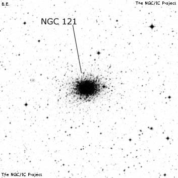 Negativní snímek oblohy NGC 121