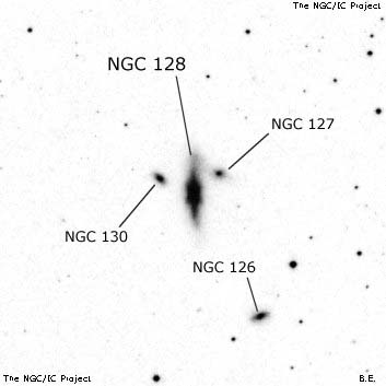 Negativní snímek oblohy NGC 128