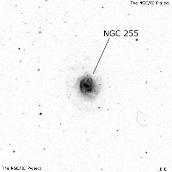 Negativní snímek oblohy NGC 255
