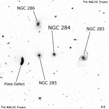 Negativní snímek oblohy NGC 284