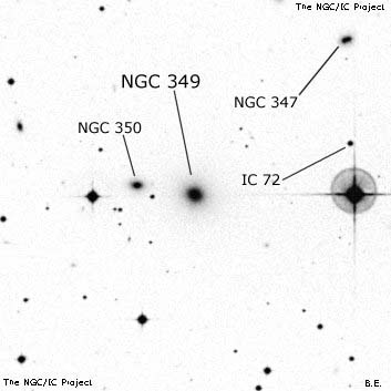 Negativní snímek oblohy NGC 349