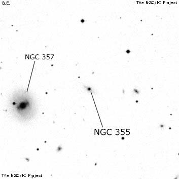 Negativní snímek oblohy NGC 355
