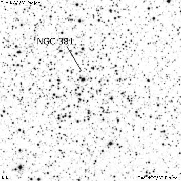 Negativní snímek oblohy NGC 381