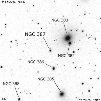 Negativní snímek oblohy NGC 387