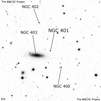 Negativní snímek oblohy NGC 401