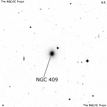 Negativní snímek oblohy NGC 409