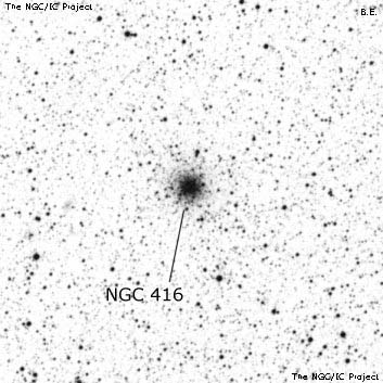 Negativní snímek oblohy NGC 416