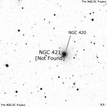 Negativní snímek oblohy NGC 421