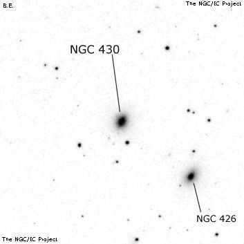 Negativní snímek oblohy NGC 430