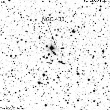 Negativní snímek oblohy NGC 433