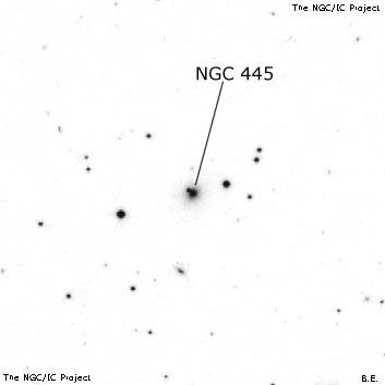 Negativní snímek oblohy NGC 445