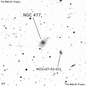 Negativní snímek oblohy NGC 477