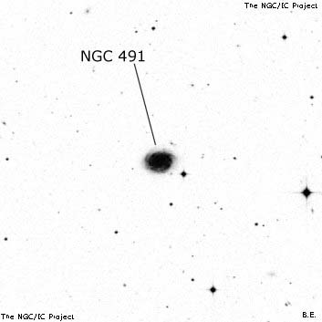 Negativní snímek oblohy NGC 491