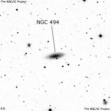 Negativní snímek oblohy NGC 494
