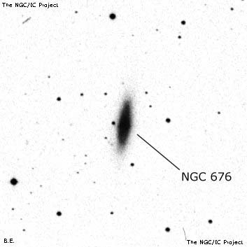 Negativní snímek oblohy NGC 676