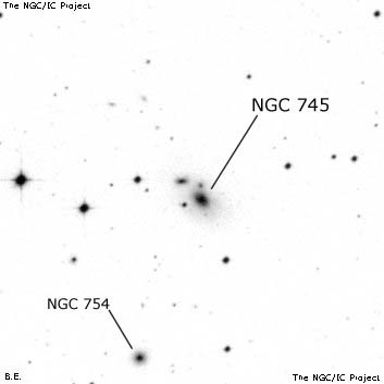 Negativní snímek oblohy NGC 745