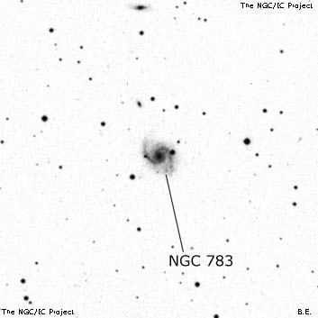 Negativní snímek oblohy NGC 783