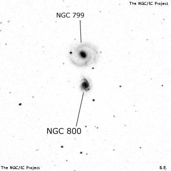 Negativní snímek oblohy NGC 800