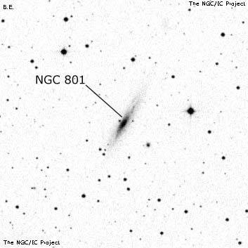 Negativní snímek oblohy NGC 801