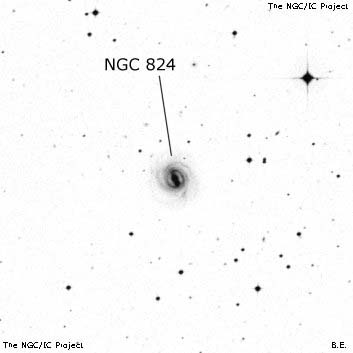 Negativní snímek oblohy NGC 824