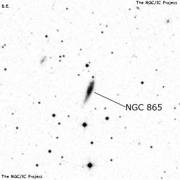 Negativní snímek oblohy NGC 865