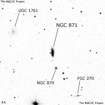 Negativní snímek oblohy NGC 871
