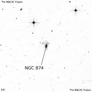 Negativní snímek oblohy NGC 874