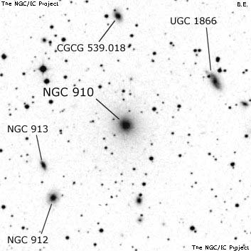 Negativní snímek oblohy NGC 910