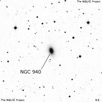 Negativní snímek oblohy NGC 940