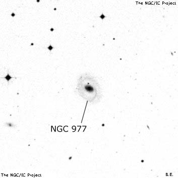 Negativní snímek oblohy NGC 977