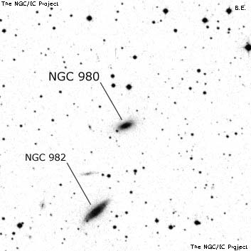 Negativní snímek oblohy NGC 980