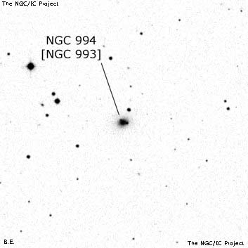 Negativní snímek oblohy NGC 994