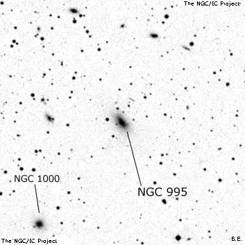 Negativní snímek oblohy NGC 995