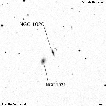 Negativní snímek oblohy NGC 1020