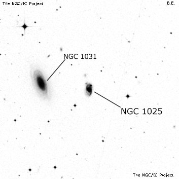 Negativní snímek oblohy NGC 1025
