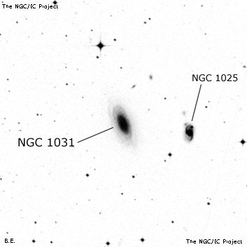Negativní snímek oblohy NGC 1031