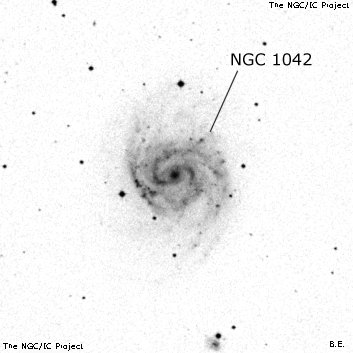 Negativní snímek oblohy NGC 1042