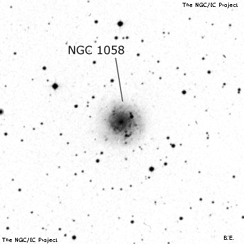 Negativní snímek oblohy NGC 1058