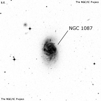 Negativní snímek oblohy NGC 1087