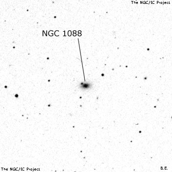 Negativní snímek oblohy NGC 1088
