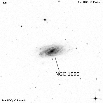 Negativní snímek oblohy NGC 1090