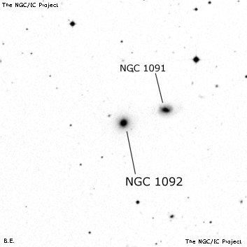 Negativní snímek oblohy NGC 1092