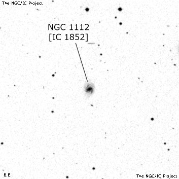 Negativní snímek oblohy NGC 1112
