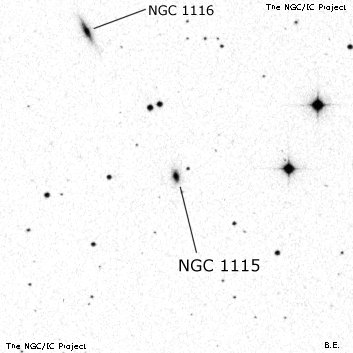 Negativní snímek oblohy NGC 1115