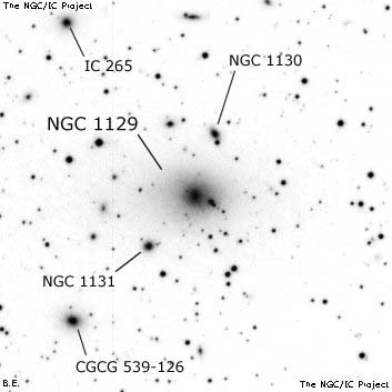Negativní snímek oblohy NGC 1129