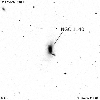 Negativní snímek oblohy NGC 1140