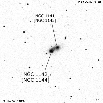 Negativní snímek oblohy NGC 1142
