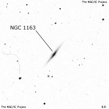 Negativní snímek oblohy NGC 1163