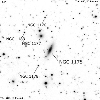 Negativní snímek oblohy NGC 1175