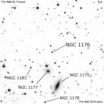 Negativní snímek oblohy NGC 1176